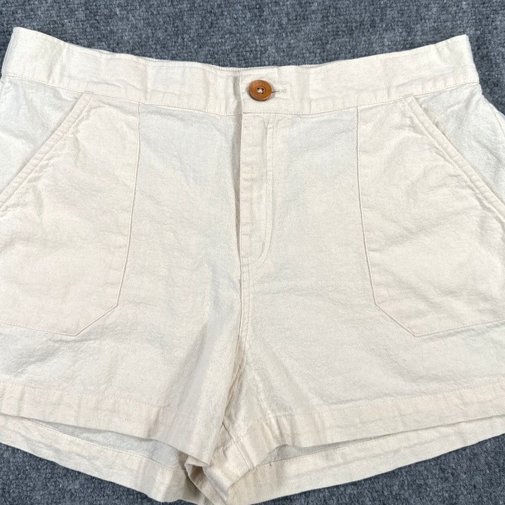 Roxy Womens XL High Waist Linen Blend Shorts Oatmeal Cream NWT